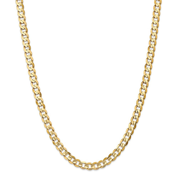 28" 14k Yellow Gold 6.75mm Open Concave Curb Chain Necklace