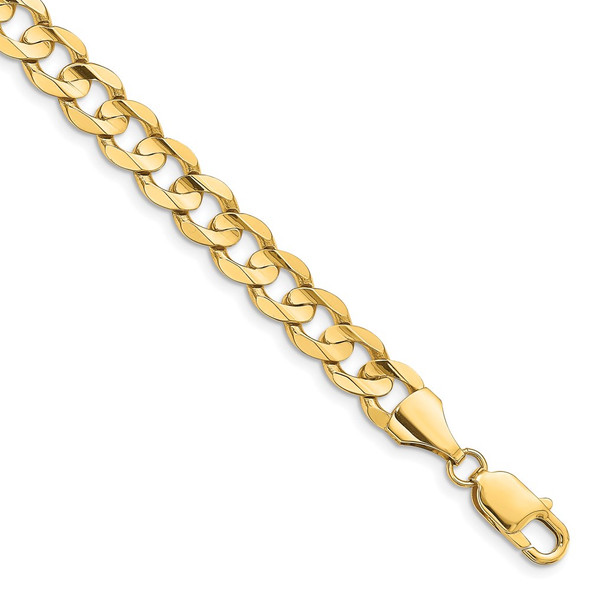 8" 14k Yellow Gold 8.5mm Open Concave Curb Chain Bracelet