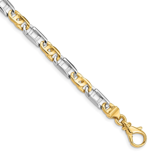 8.5" 14K Two-tone Gold 5.5mm Polished Fancy Link Bracelet