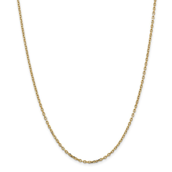 22" 14k Yellow Gold 2.2mm Diamond-cut Round Open Link Cable Chain Necklace