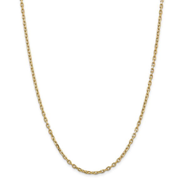 30" 14k Yellow Gold 3mm Diamond-cut Round Open Link Cable Chain Necklace