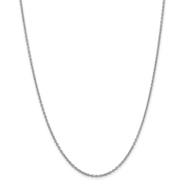 30" 14k White Gold 2mm Round Open Link Cable Chain Necklace