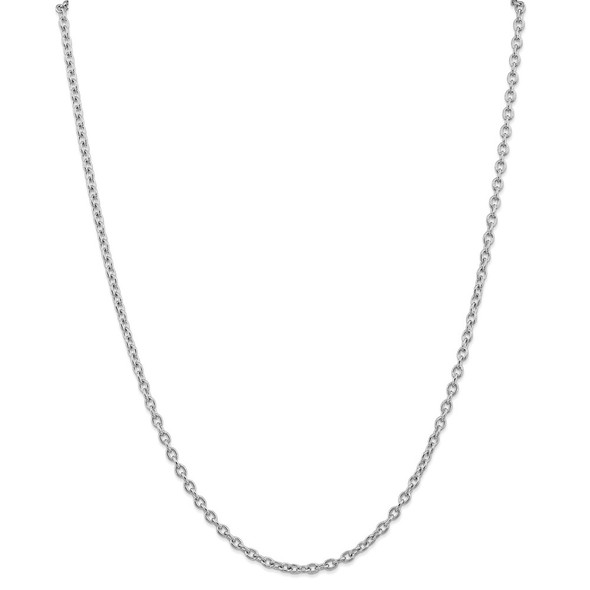 30" 14k White Gold 3.2mm Round Open Link Cable Chain Necklace