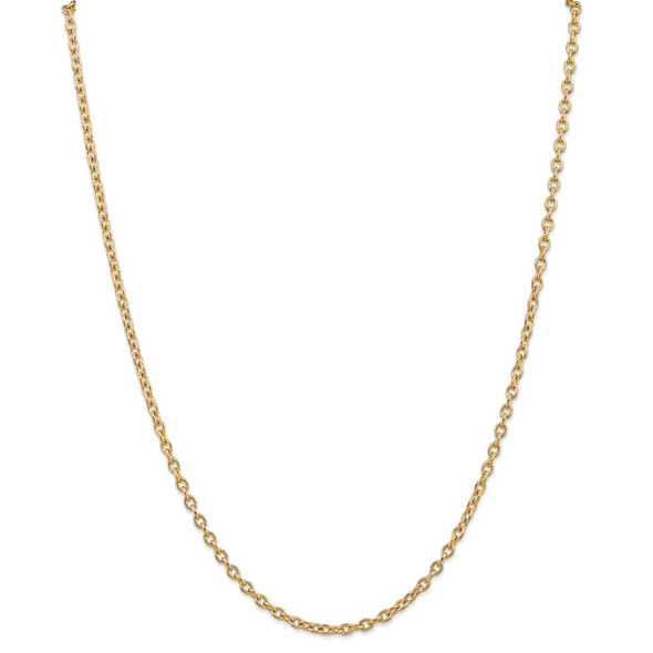 22" 14k Yellow Gold 3.2mm Round Open Link Cable Chain Necklace