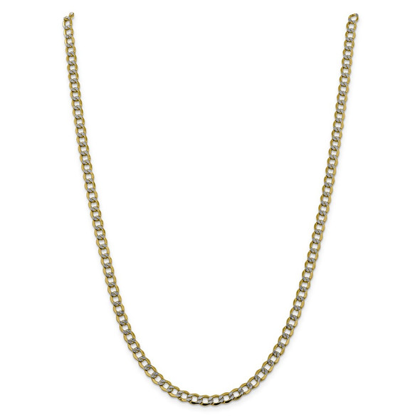 26" 14k Yellow Gold 5.2mm Semi-solid w/ Rhodium-plating Pave Curb Chain Necklace