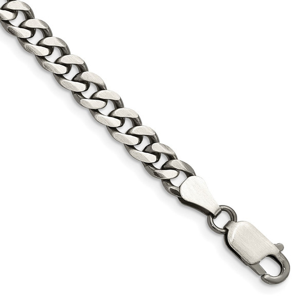 8" Sterling Silver Antiqued 6mm Curb Chain Bracelet