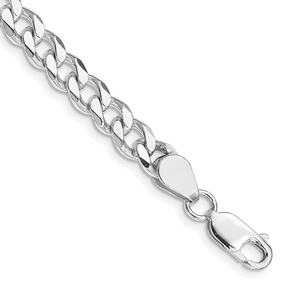 8" Sterling Silver Rhodium-plated 7mm Curb Chain Bracelet