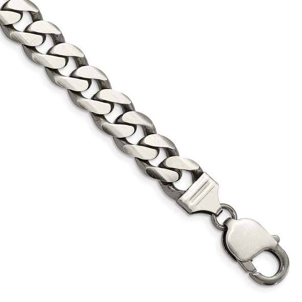 9" Sterling Silver Antiqued 9mm Curb Chain Bracelet