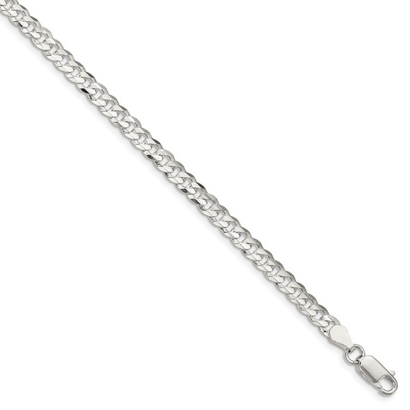 30" Sterling Silver 4.5mm Concave Beveled Curb Chain Necklace