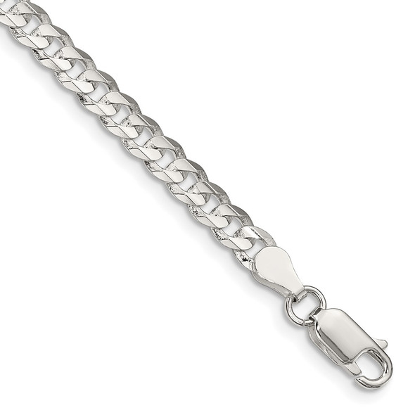 9" Sterling Silver 4.5mm Concave Beveled Curb Chain Bracelet