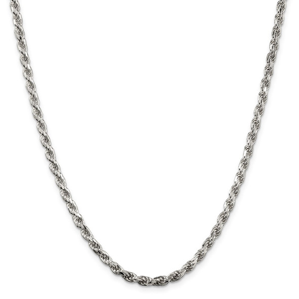 18" Rhodium-plated Sterling Silver 3.5mm Diamond-cut Rope Chain Necklace