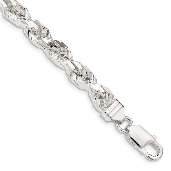 10" Sterling Silver 6.5 mm Diamond-cut Rope Chain Anklet