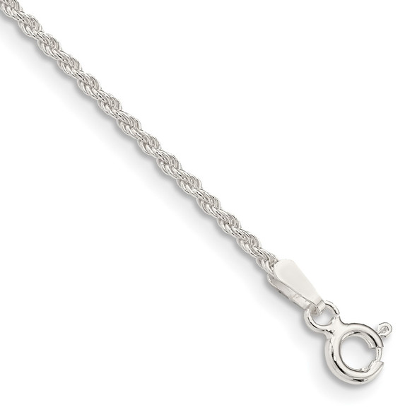 9" Sterling Silver 1.5mm Solid Rope Chain Anklet