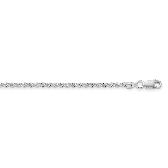 30" Rhodium-plated Sterling Silver 2.3mm Solid Rope Chain Necklace