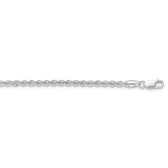 30" Rhodium-plated Sterling Silver 3mm Solid Rope Chain Necklace