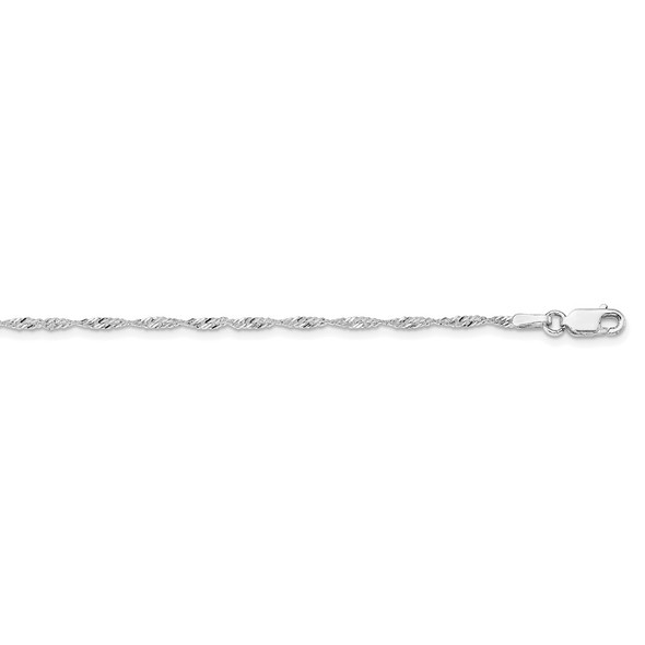 18" Rhodium-plated Sterling Silver 1.75mm Singapore Chain Necklace