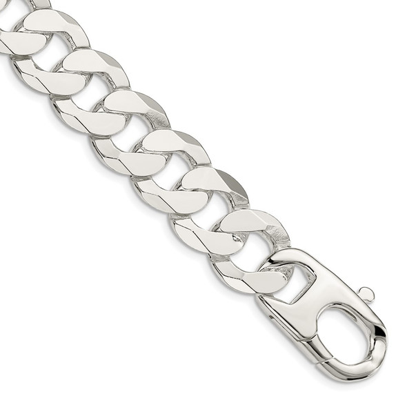 9" Sterling Silver 16mm Flat Curb Chain Bracelet