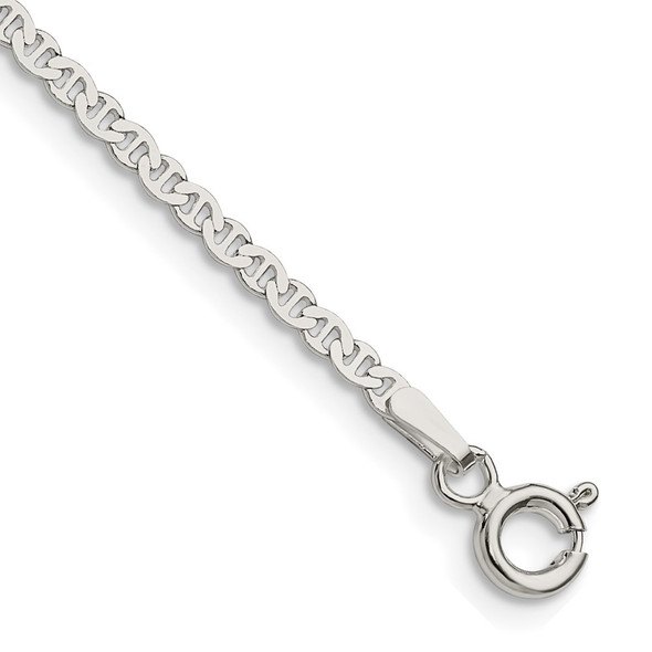 10" Sterling Silver 2.25mm Flat Anchor Chain Anklet