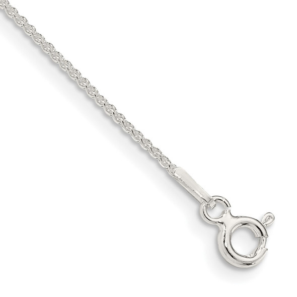 9" Sterling Silver 1mm Round Spiga Chain Anklet