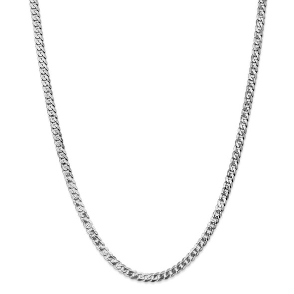 22" 14k White Gold 4.75mm Flat Beveled Curb Chain Necklace