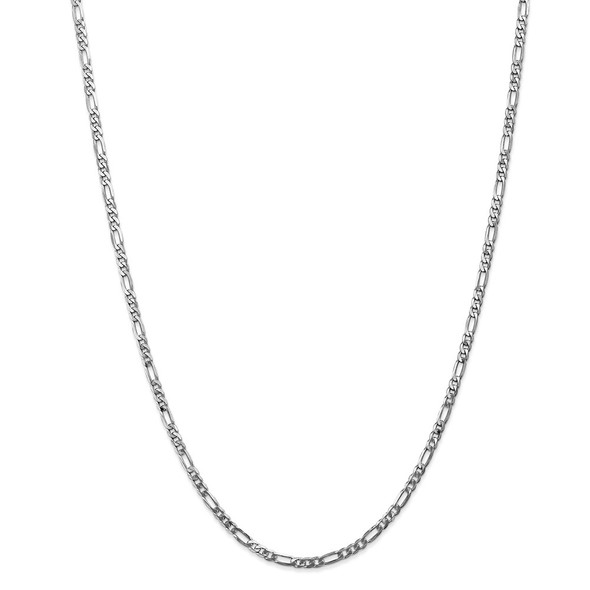 22" 14k White Gold 3mm Flat Figaro Chain Necklace