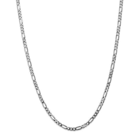 26" 14k White Gold 4mm Flat Figaro Chain Necklace