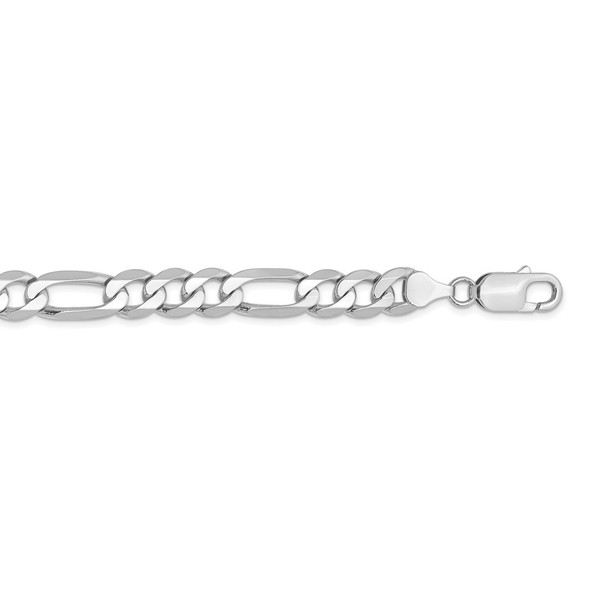 20" 14k White Gold 7.5mm Flat Figaro Chain Necklace