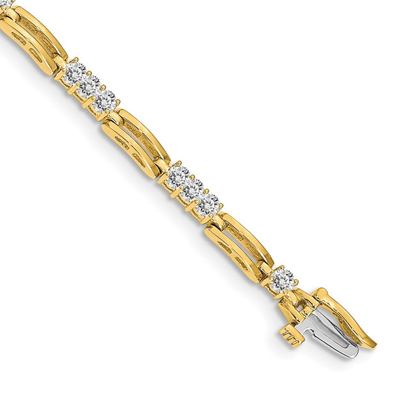 14k Yellow Gold AA Diamond Fancy Link Tennis Bracelet