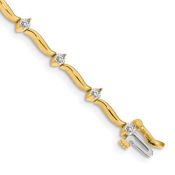 14k Yellow Gold AA Diamond Bar Link Tennis Bracelet