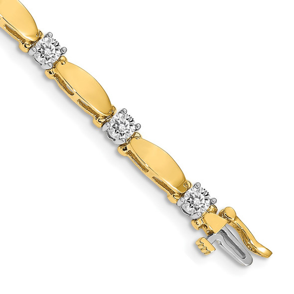 14k Two-tone Gold AAA Diamond Tennis Bracelet X2363AAA