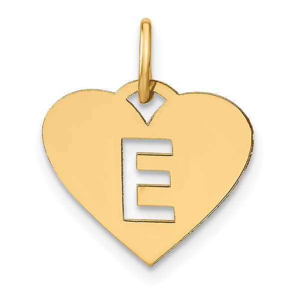 14k Yellow Gold Initial Letter E Initial Heart Charm