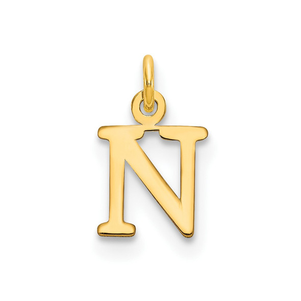 14k Yellow Gold Cutout Letter N Initial Charm