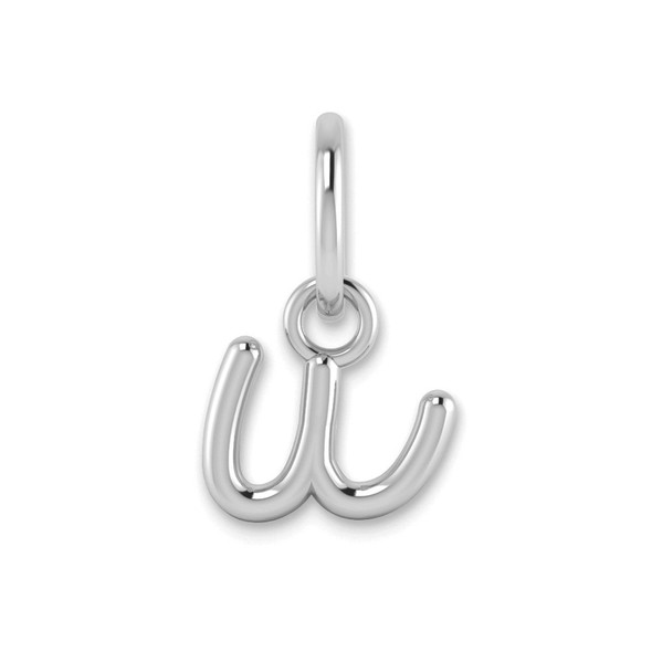 14k White Gold Lower Case Letter U Initial Charm