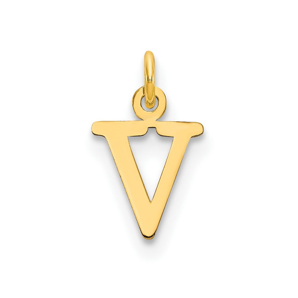 14k Yellow Gold Cutout Letter V Initial Charm