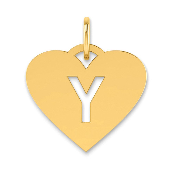 14k Yellow Gold Initial Letter Y Initial Heart Charm