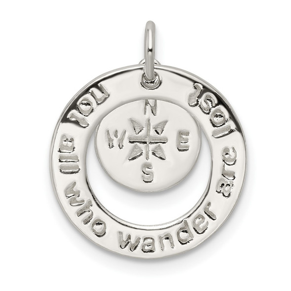 Sterling Silver Round NOT ALL WHO WANDER Charm