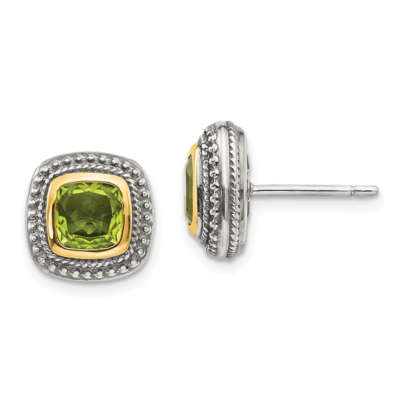 Sterling Silver w/14k Yellow Gold Peridot Earrings QTC862