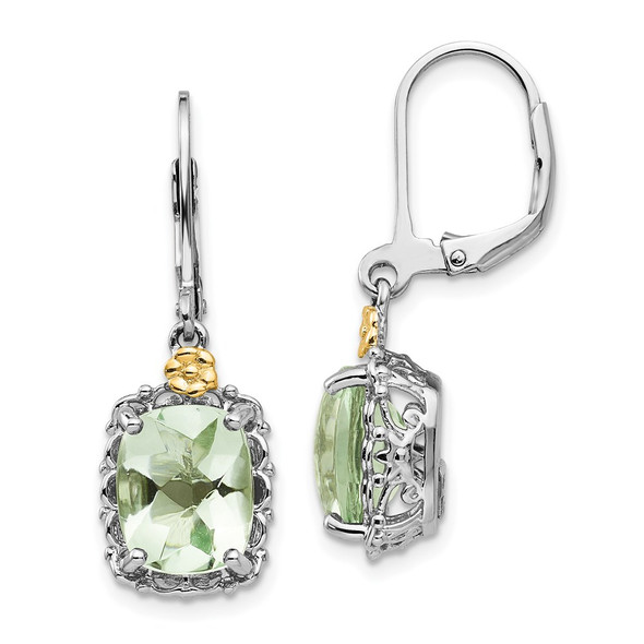 Sterling Silver w/14k Yellow Gold Green Quartz Earrings QTC896