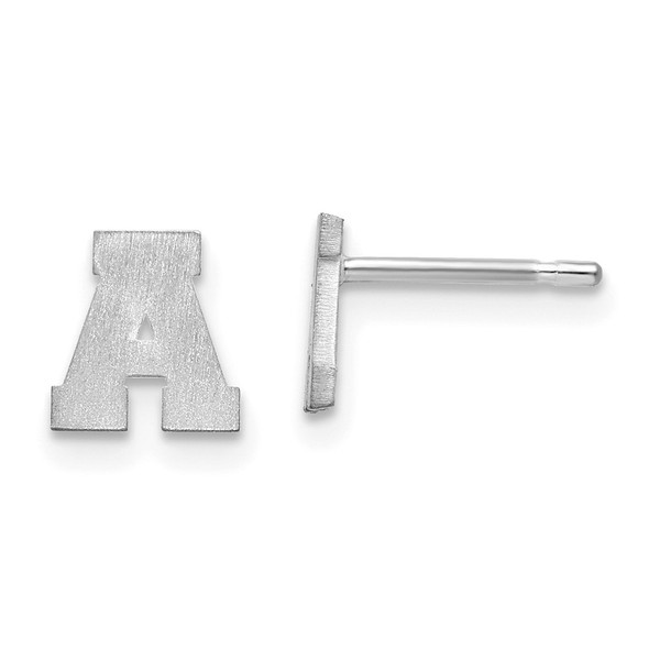 14k White Gold Brushed Letter A Initial Post Earrings