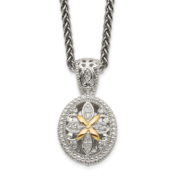 Sterling Silver w/14k Yellow Gold Diamond Necklace QTC644