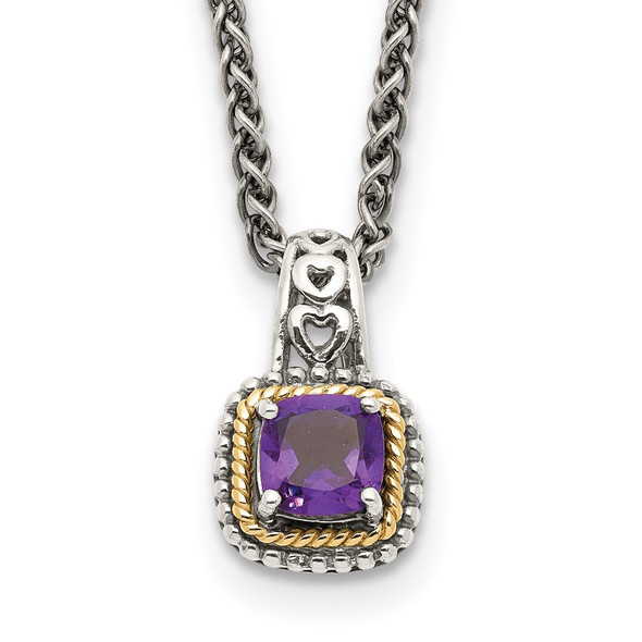 Sterling Silver w/14k Yellow Gold Amethyst Necklace QTC1215