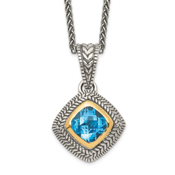 Sterling Silver w/14k Yellow Gold Sky Blue Topaz Necklace