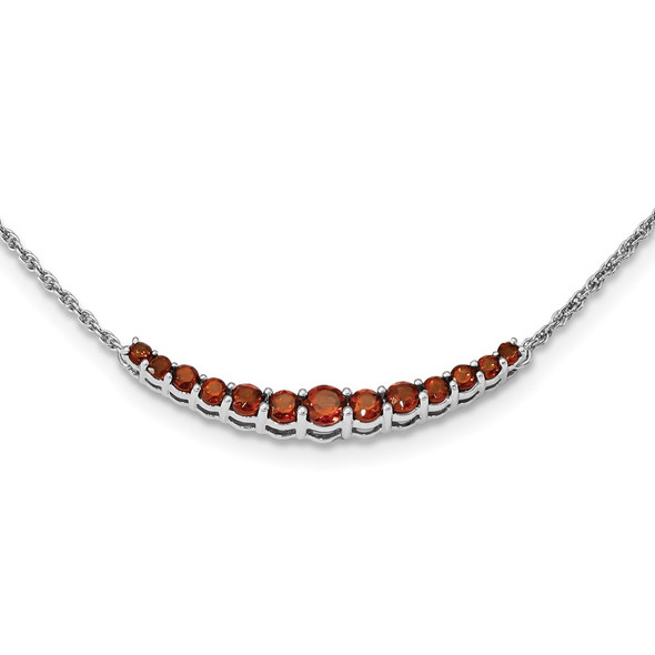 Sterling Silver Rhodium-plated Garnet Pendant Necklace