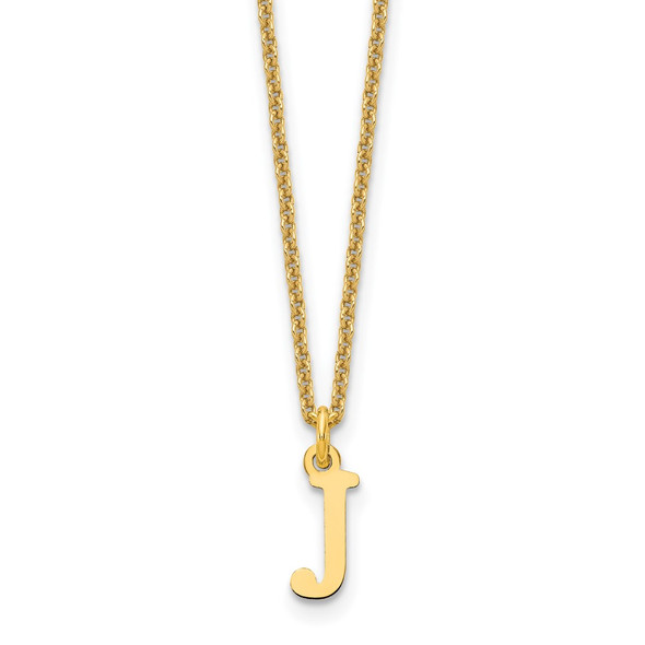 14k Yellow Gold Cutout Letter J Initial Necklace