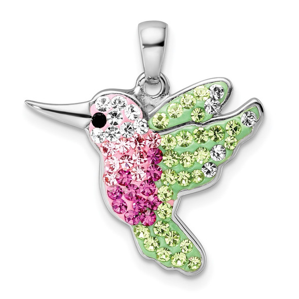 Sterling Silver Rhodium-plated Preciosa Crystal Hummingbird Pendant