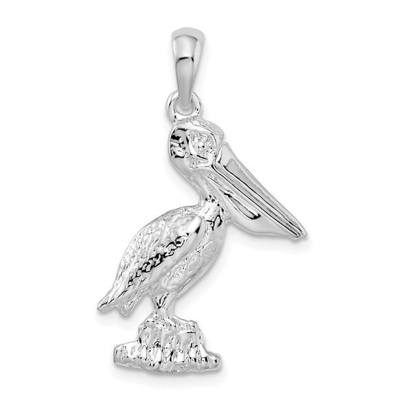 Sterling Silver Large 3D Standing Moveable Mouth Pelican Pendant