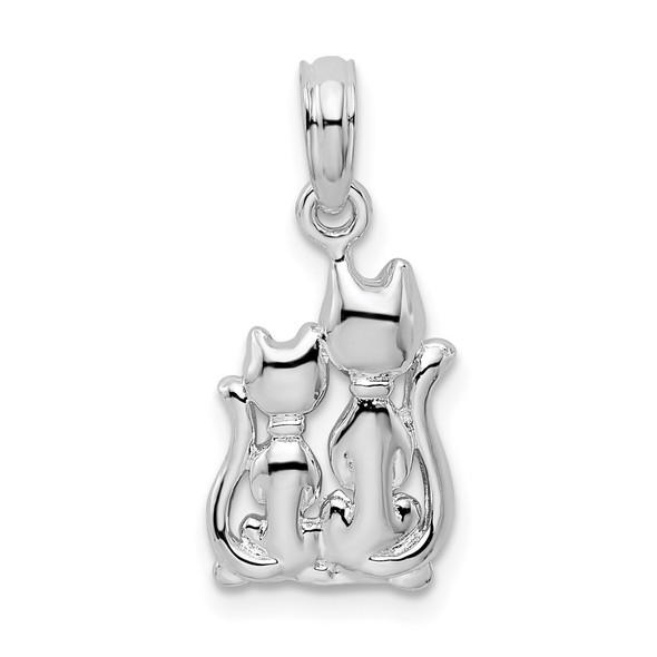 Sterling Silver Polished Big and Little Cats Pendant