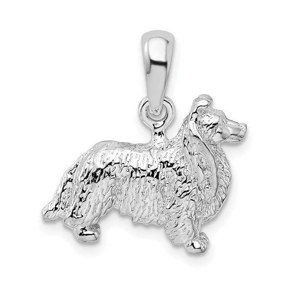 Sterling Silver Textured 3D Shetland Sheepdog Pendant