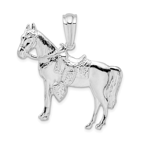 Sterling Silver Polished Horse w/Saddle Pendant