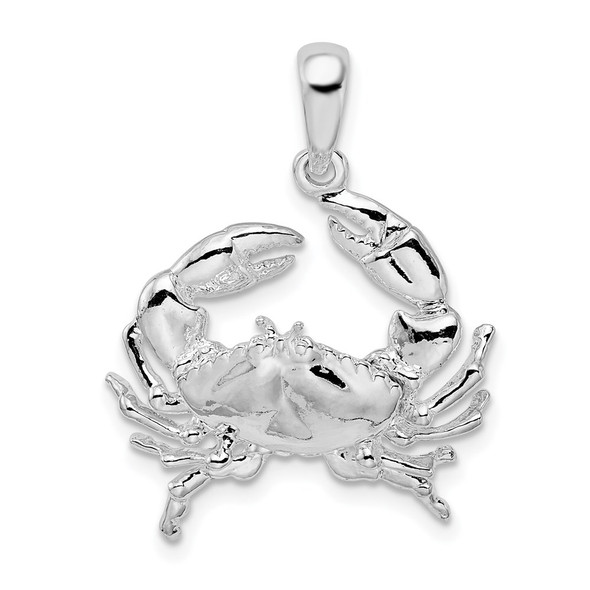 Sterling Silver Polished Stone Crab Pendant QC10161